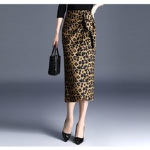 WSC-호피 랩 스커트 반신 스커트 여중 롱 가을 불규칙 하이 스텝 스커트