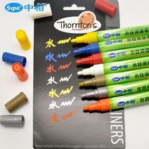 12 색 수성 잉크 형광펜 페인트 마커펜 공예용 드로잉 종이 유리 목재 고무 세라믹 마크, 07 Black