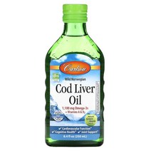 Carlson Cod Liver Oil 자연산 그린 애플 1100 mg 250 ml, One Color, One Size