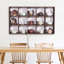 그릇장식장 원목 엔틱 찾장 벽 수납 빈티지 진열, 15 그리드 대형 재연소