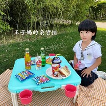 피크닉 테이블 야외 휴대용 소형 접이식 레저 테이블, 블루