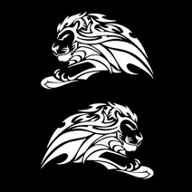 자동차 포인트 달리는 사자 튜닝스티커 (M사이즈) 2개1세트, 화이트