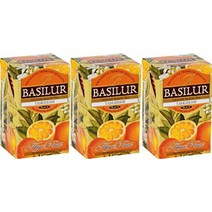 바실루르 망고 파인애플 티 실론 홍차 20ct 호일 봉투, 귤, 3팩