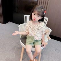 CIUUC 아기 소녀 여름 새로운 한국 소녀 두 조각 어린이 꽃 반팔 세트 0-1-3 세 2 외국 스타일 아동복