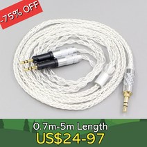 LN007468 4.4mm 6.35mm xlr 2.5mm 8 코어 투명 실버 도금 꼰 이어폰 헤드폰 케이블 오디오 테크니카 ATH-R70X, [08] 5m, [08] Dual XLR 3 Pole male