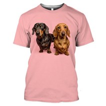 3d 티셔츠 닥스 훈트 T 셔츠 Mens Womens 3D Dog 프린트 플러스 사이즈 탑스 귀여운 반팔