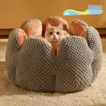 화양년화 반려동물 꽃잎 워머 침대 쿠션 +반려동물 빗 1개, 그레이