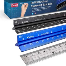 30.5cm(12인치) 건축 및 엔지니어링 스케일 눈금자 세트(영국식) | 레이저 에칭 알루미늄 삼각형 제도 도구 | 건축가 및 토목 엔지니어 청사진용 | 표준 금속 눈금자 포함