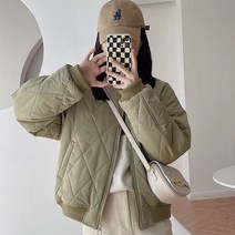 여성 누빔 패딩점퍼두꺼운 노카라 빅사이즈 점퍼 하늘비즈 I684O775