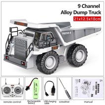 RC 굴삭기 덤퍼 불도저 1/20 2.4GHz 11CH 트럭 엔지니어링 차량 교육 완구 가벼운 음악 선물, 08 Alloy Dump white