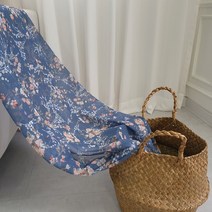 유니원단 찰랑찰랑 얇은 꽃무늬 커튼 쉬폰원단 촬영용 배경천 원단 10컬러, 요루쉬폰꽃무늬베이비블루