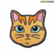 1300K 치즈태비 얼굴고양이 자수와펜 자수브로치, 종류:자수 브로치, 단품