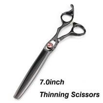 전문 반려동물 미용 가위 70 인치 숱치기용 가위 연마 도구 동물 이발, 7.0inch+Black  Thinning