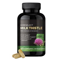 KORESELECT 밀크 씨슬 실리마린 민들레 뿌리 아티초크 추출물 지방 간 회복 건강 포뮬러 천연 항산화 물질 GMO 프리 - 비건 60캡슐
