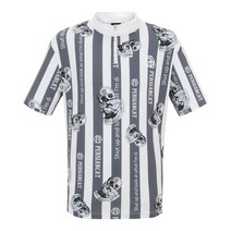 페르시안캣 MEN 스컬프쳐 스트라이프 반팔 티셔츠 그레이