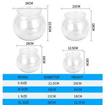 어항 미니 유리 Betta 물고기 탱크 원형 회전 그릇 수족관 액세서리 거북이 파충류 새우, L