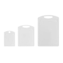 Farberware 플라스틱 도마 세트 직사각형 3개입 1세트 화이트 3567404402, with Juice Grooves