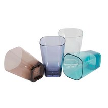 PC 투명 플라스틱 물컵 사각컵 업소용, 9온스(250ml)-1개