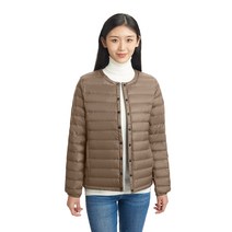 라이트 다운 여성 캐주얼 재킷 통근 텔레워크 다운 재킷 따뜻한 경량 방풍 방한 울트라 라이트 다운 코트(캬멜 L)