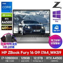 HP 워크스테이션 노트북 ZBook Fury 16 G9 i7A4_WKS9 RTX A4500 12세대i7 SSD12.5TB 128GB WIN10Pro WUXGA 16형, 실버, 코어i7, 12TB, WIN10 Pro