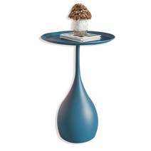 BOSUN 디자 철제 원형 미니 거실 쇼파 침대 커피 사이드 테이블, 블루