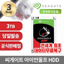 [공식판매점] 씨게이트 아이언울프 NAS용 HDD 하드디스크 3TB ST3000VN006