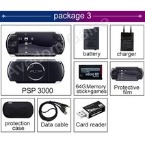 오리지널 PSP 3000 리퍼브 소니 게임 콘솔 핸드헬드 psp용, 03 package 3