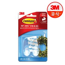 3M™ 코맨드™ ＃17092 투명 훅(소)/3M™ 코맨드™ ＃17091 투명 훅(중) (택1), 투명 훅(17091 중), 1 세트