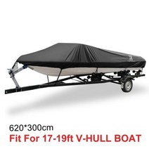 딩기요트 X Autohaux 300D 보트 커버 1422ft 안티 uv 방수 낚시 스키 마, 17-19ft 300D Black