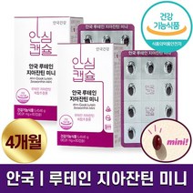 안국 루테인 지아잔틴 미니 60캡슐 목넘김 편한 초소형 캡슐 눈노화 눈건강 핵심 성분 선명한 눈 맑은 시야 하루 권장량 100% 함유 홈쇼핑 방송 식품 정품 식약처인정, 2박스 (4개월분), 90.91mg x 60캡슐