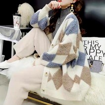 Tagi 여성 뽀글이 니트 가디건 빅사이즈 점퍼 루즈핏 스웨터 자켓 코트 가을 겨울