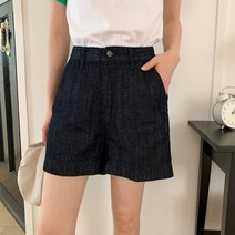 옷자락 [옷자락] 여자 여름 생지 일자 데님 3부 팬츠