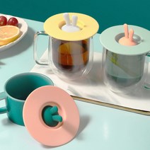 넘버원리빙 래빗 실리콘 컵뚜껑 머그 리드 토끼 컵덮개, 민트