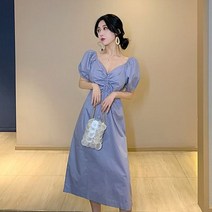 포린박스 빈티지 데일리 브이넥 코튼 롱 원피스 YJ