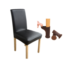 다니엘앤로사 식탁의자 가죽커버 등받이+발커버(4p) 1세트, 어센틱 블랙+발커버