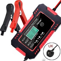 전체 자동 배터리 충전기 12V 6A 여러 보호 지능형 펄스 복구 LCD 디스플레이, 10 Red