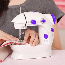 가정용 오버로크미싱 오버록 미싱 미니 재봉틀 싱거 자수 오바로크, 02. Purple EU Plug