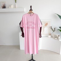 메이룸 핏ops 레터링 프린트 옆트임 반팔 롱원피스