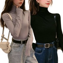 주디앤 여성 데일리 하이넥 긴팔 목폴라티 2P