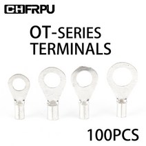 구리 연결 조인트 케이블 와이어 커넥터 압착 OT 비 절연 링 포크 O 형 주석 도금 황동 단자 구색 키트 100 개, 2.5-5 100PCS