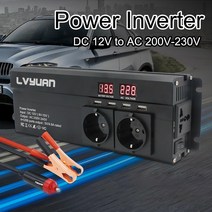 차량용 인버터 6000W 피크 DC 12 V/24 V ~ AC 220V LED 디스플레이 EU 플러그 전원 볼트 충전기 변압기, [04] EU 24V Red