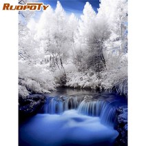 피포 페인팅 RUOPOTY겨울 눈 풍경 유화 번호 키트 액자 캔버스 나무 그림 공예, [01] 40x50cm No Frame, [05] 994834