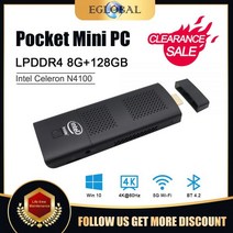 Eglobal 통관 N2-N4100 포켓 미니 PC 스틱 8 기가 바이트 DDR4 Ram 128 SSD 인텔 셀러론 N4100 Windows10 게임 컴퓨터, 8G D4 128G SSD WIFI