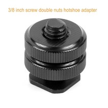 38 14 더블 너트 싱글 콜드 슈 삼각대 마운트 고프로 히어로 액션 카메라 dslr 사진 스튜디오 용 플래시 핫슈 나사 어댑터, 3 8 더블 너트