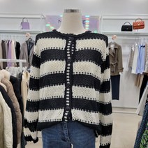 미센스 손뜨개 스트라이프R넥 니트가디건MB23KCMD02Z1