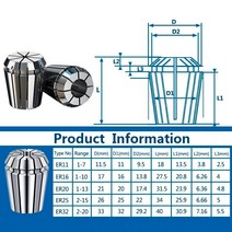 절삭공구홀더 스프링 콜렛 ER 척 CNC 밀링 선반 공구 거치대, 22 ER20 50mm