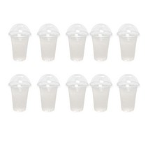 일회용 50pc 컵 + 커버 360/380/500ml 투명 플라스틱 구멍, 03 As Shown 500ml