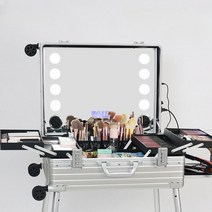 알루미늄 메이크업캐리어 조명 대형 박스 뷰티 화장품 전문 미용 네일 가방 보관함, (알루미늄) 실버 24인치 브라켓포함