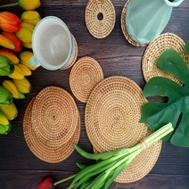 라탄 컵받침 티코스터 인테리어 소품 촬영, 06_원형 타입 20cm