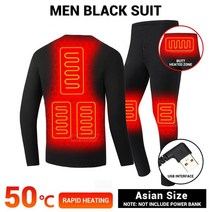 Underwear Heated Winter Women39s Thermal Jacket USB Electric Heating Men Vest Ski Suit Clothing Flee, [09] Suit BK Men